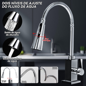 Torneira de Metal Gourmet Cozinha Parede Flexível C/ Ducha | A Casa Gênia